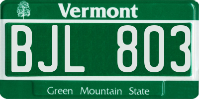 VT license plate BJL803
