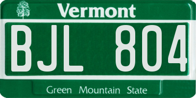 VT license plate BJL804