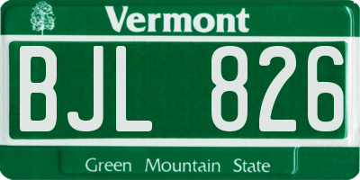 VT license plate BJL826
