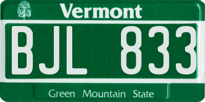 VT license plate BJL833