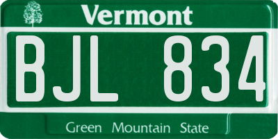 VT license plate BJL834