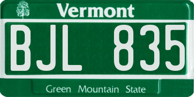 VT license plate BJL835
