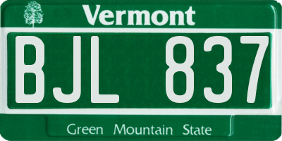 VT license plate BJL837