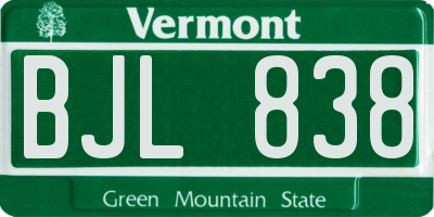 VT license plate BJL838