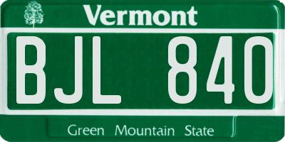VT license plate BJL840
