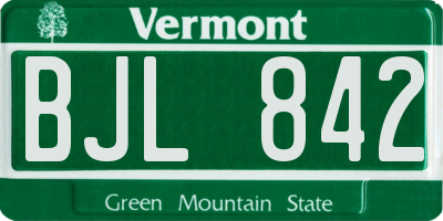 VT license plate BJL842
