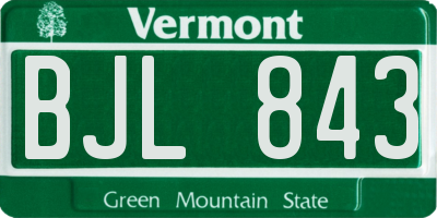 VT license plate BJL843