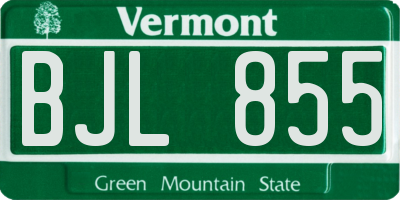 VT license plate BJL855