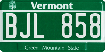 VT license plate BJL858