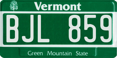 VT license plate BJL859