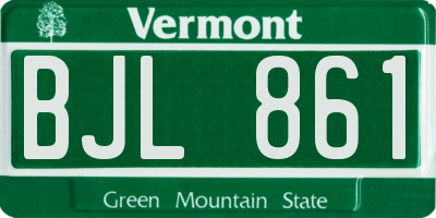 VT license plate BJL861