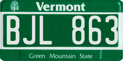 VT license plate BJL863