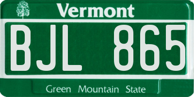 VT license plate BJL865