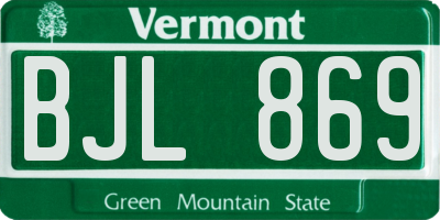 VT license plate BJL869