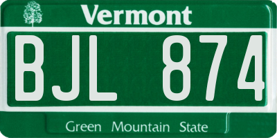 VT license plate BJL874