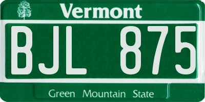 VT license plate BJL875