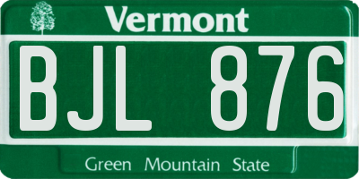 VT license plate BJL876