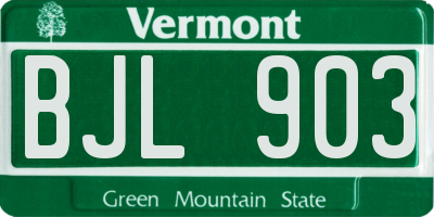 VT license plate BJL903