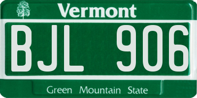 VT license plate BJL906