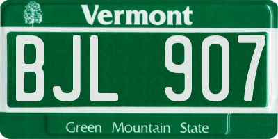 VT license plate BJL907