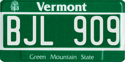 VT license plate BJL909