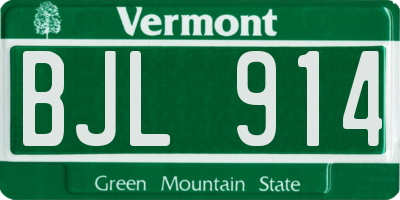 VT license plate BJL914