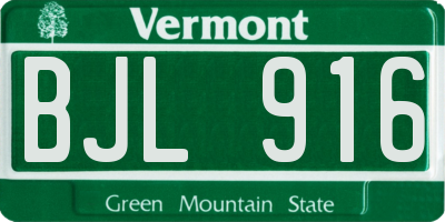 VT license plate BJL916