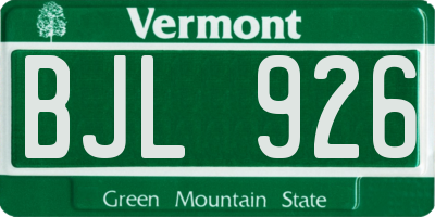 VT license plate BJL926