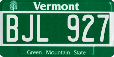 VT license plate BJL927