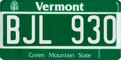 VT license plate BJL930