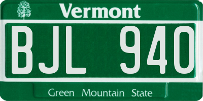 VT license plate BJL940