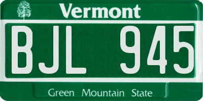 VT license plate BJL945