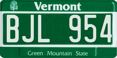 VT license plate BJL954