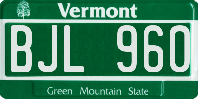 VT license plate BJL960