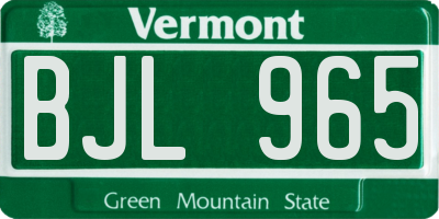 VT license plate BJL965