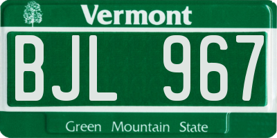 VT license plate BJL967