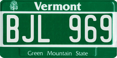 VT license plate BJL969