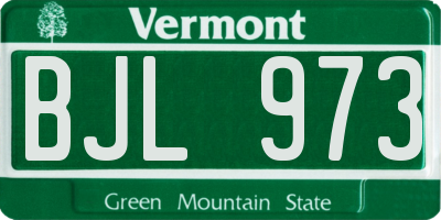 VT license plate BJL973