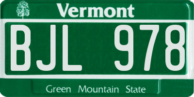 VT license plate BJL978