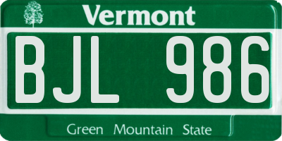 VT license plate BJL986