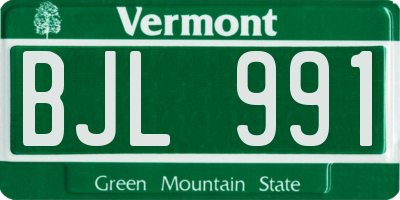 VT license plate BJL991