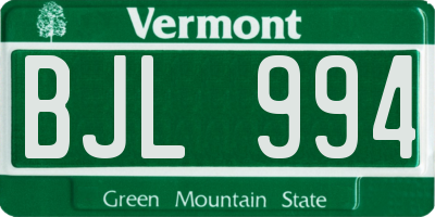 VT license plate BJL994