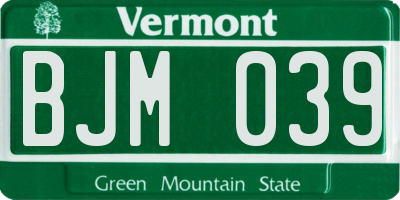 VT license plate BJM039