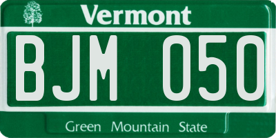 VT license plate BJM050