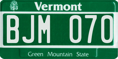 VT license plate BJM070