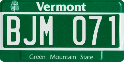 VT license plate BJM071