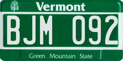 VT license plate BJM092