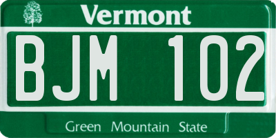VT license plate BJM102