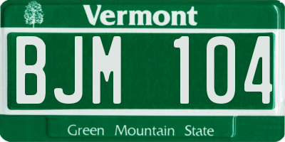 VT license plate BJM104
