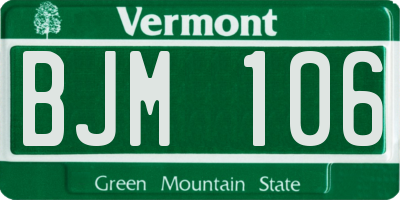 VT license plate BJM106